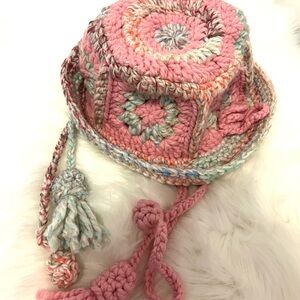 Crochet Pink and Multicolor Bucket Hat